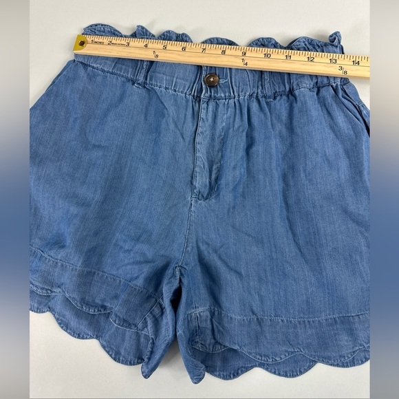 NWT Cato Scalloped Hem Blue Lyocell Shorts Women's Size 6 Elastic Waist - Picture 5 of 7